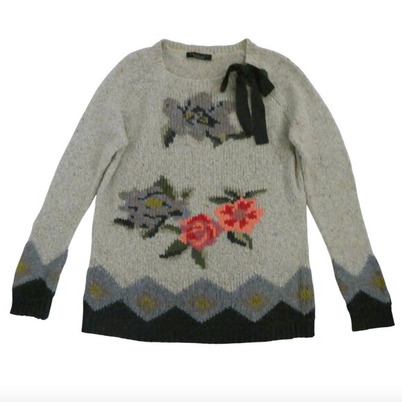TWIN SET Floral Intarsia tunic sweater sz M Simona Barbieri - Picture 4 of 6